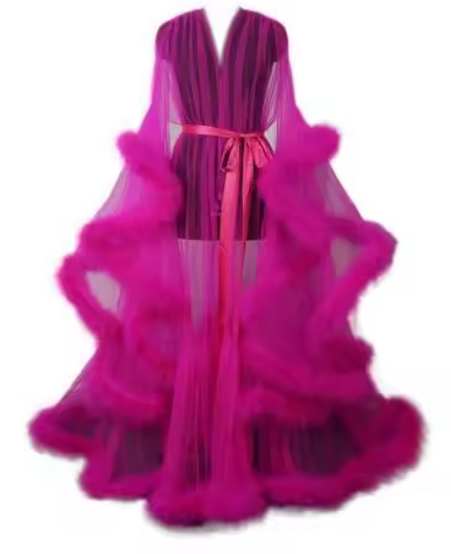 Rose Pink Ruffles Robe