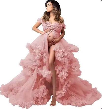 Pink Extra Puffy Off-Shoulder Tulle Dress